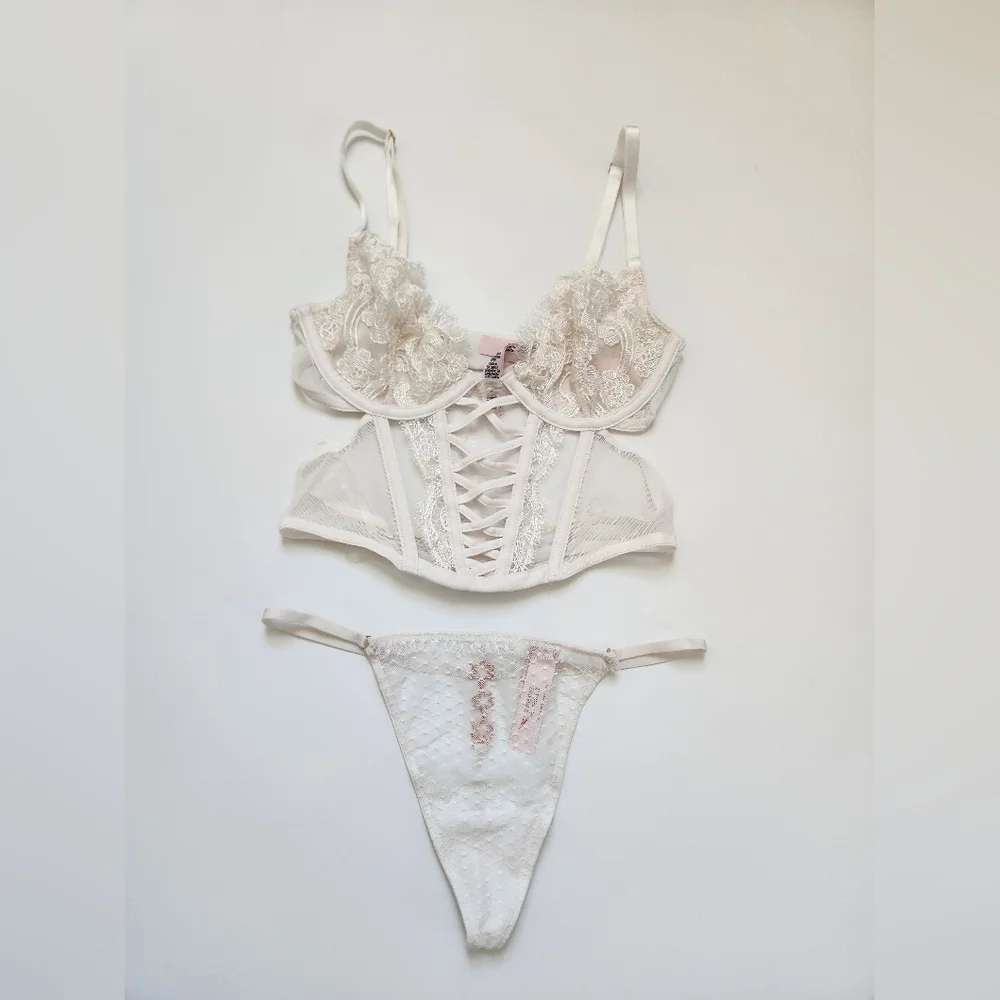 💋SET💋 Victoria's Secret Dream Angels‎ XS Corset Top M Panty NWT